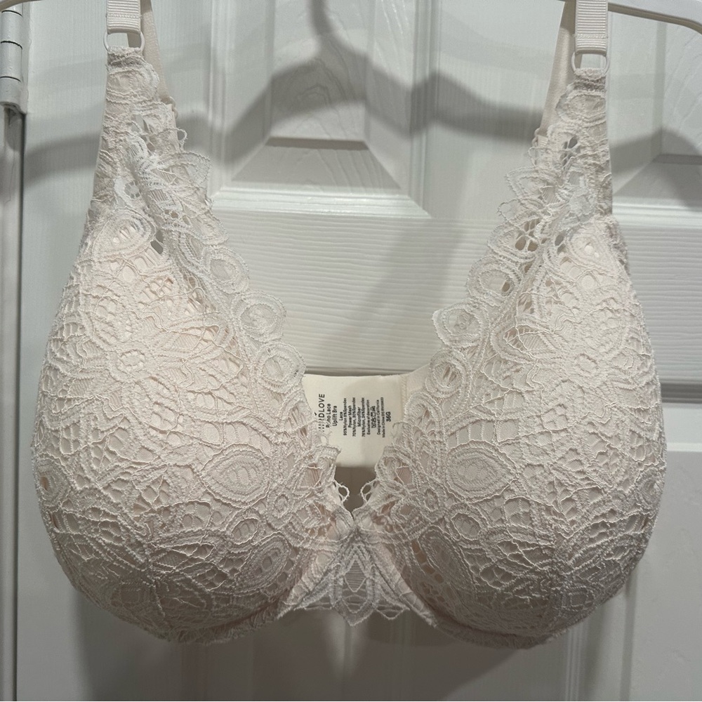 NWT: Thirdlove, 24/7 Lace Contour Plunge Bra, Ivory 36G
